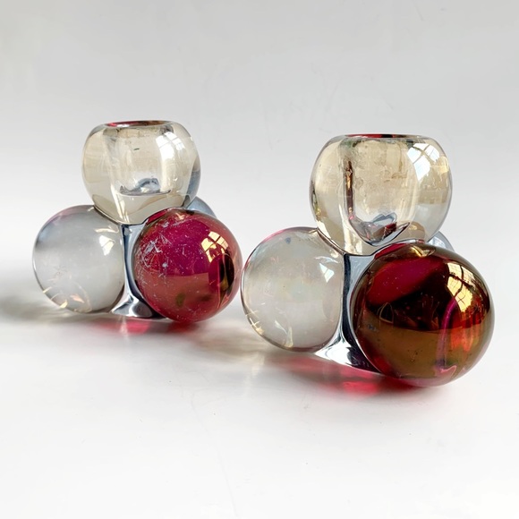 MCM Westmoreland glass ball candle holders